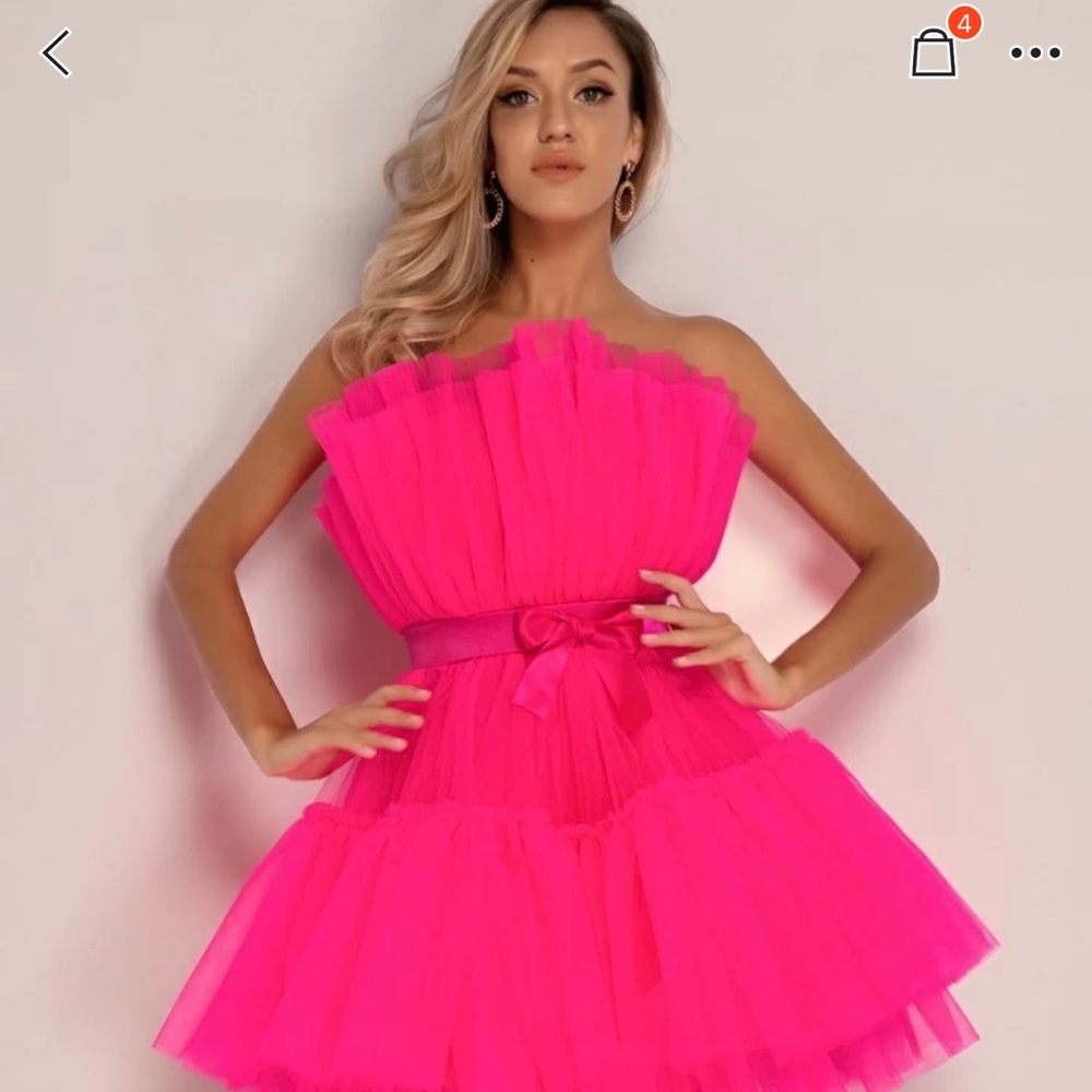 SHEIN hot pink tulle tube dress size L
